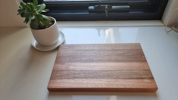 chopping board, Spotted gum and Queensland maple edge grain chopping board, rustic country style kitchen cutting board
